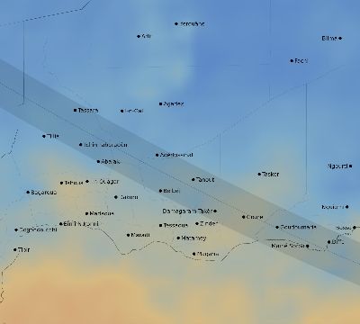 Map of the average cloud coverage across Niger for the solar eclipse of 10/02/1959