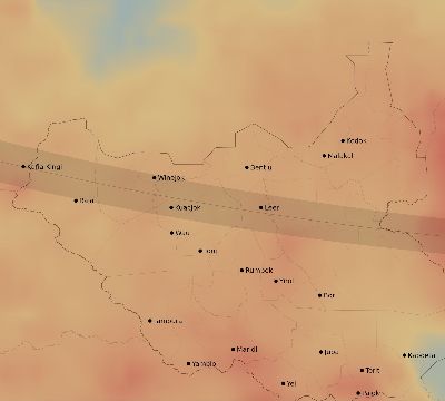 Map of the average cloud coverage across South Sudan for the solar eclipse of 10/02/1959