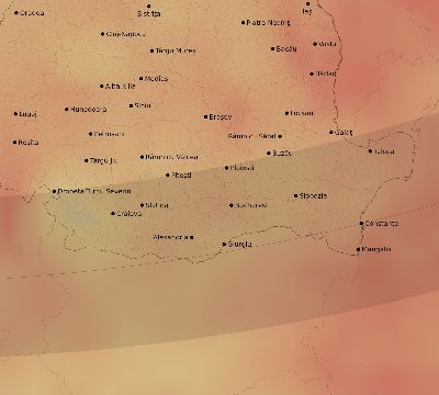 Map of the average cloud coverage across Romania for the solar eclipse of 02/15/1961