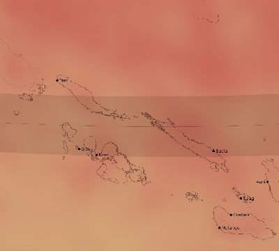 Map of the average cloud coverage across Solomon Islands for the solar eclipse of 02/05/1962