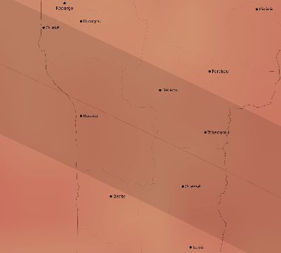 Map of the average cloud coverage across Benin for the solar eclipse of 07/31/1962