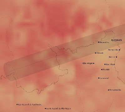 Map of the average cloud coverage across Brazil for the solar eclipse of 07/31/1962