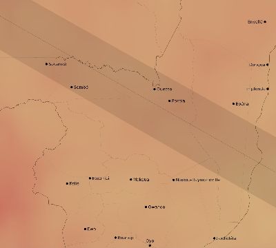 Map of the average cloud coverage across Republic of the Congo for the solar eclipse of 07/31/1962