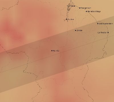 Map of the average cloud coverage across Guyana for the solar eclipse of 07/31/1962