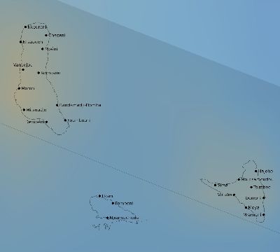 Map of the average cloud coverage across Comoros for the solar eclipse of 07/31/1962