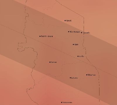 Map of the average cloud coverage across Togo for the solar eclipse of 07/31/1962
