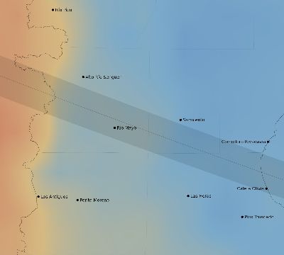 Map of the average cloud coverage across Argentina for the solar eclipse of 01/25/1963