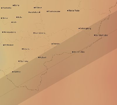 Map of the average cloud coverage across Lesotho for the solar eclipse of 01/25/1963