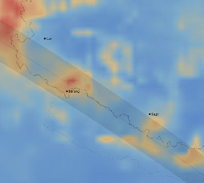 Map of the average cloud coverage across China for the solar eclipse of 11/23/1965