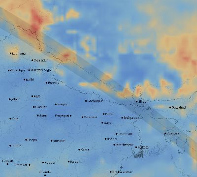 Map of the average cloud coverage across India for the solar eclipse of 11/23/1965