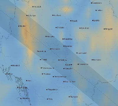 Map of the average cloud coverage across Myanmar for the solar eclipse of 11/23/1965