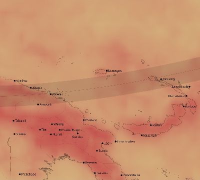 Map of the average cloud coverage across Papua New Guinea for the solar eclipse of 11/23/1965