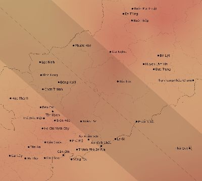 Map of the average cloud coverage across Vietnam for the solar eclipse of 11/23/1965