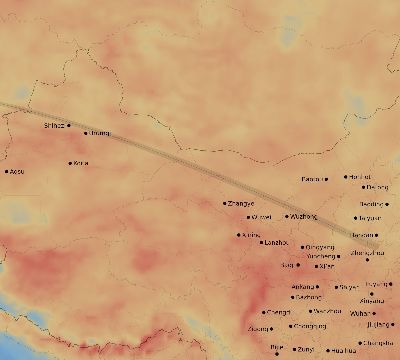 Map of the average cloud coverage across China for the solar eclipse of 05/20/1966