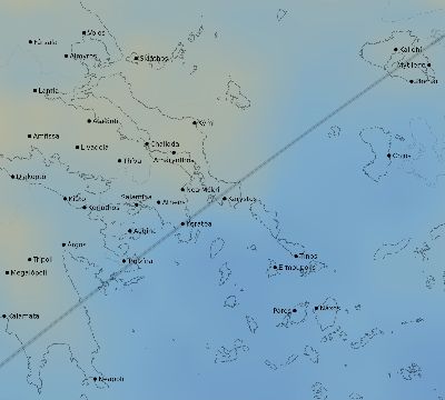 Map of the average cloud coverage across Greece for the solar eclipse of 05/20/1966