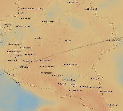 Map of the average cloud coverage across Russia for the solar eclipse of 05/20/1966