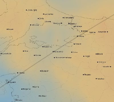 Map of the average cloud coverage across Turkey for the solar eclipse of 05/20/1966