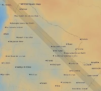 Map of the average cloud coverage across Argentina for the solar eclipse of 11/12/1966