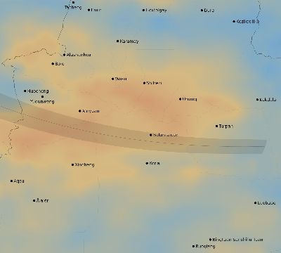 Map of the average cloud coverage across China for the solar eclipse of 09/22/1968