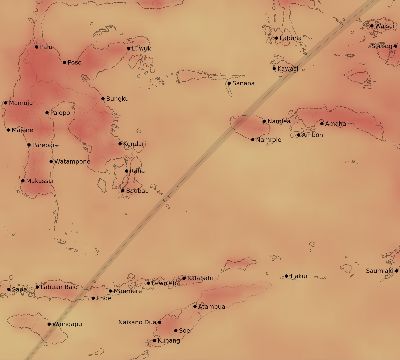 Map of the average cloud coverage across Indonesia for the solar eclipse of 03/18/1969
