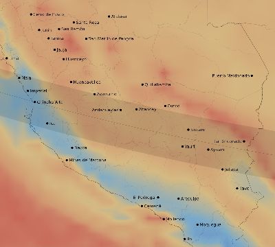 Map of the average cloud coverage across Peru for the solar eclipse of 09/11/1969