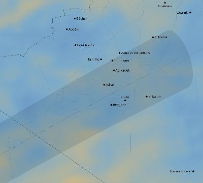 Map of the average cloud coverage across Algeria for the solar eclipse of 12/24/1973