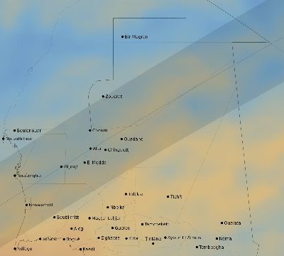 Map of the average cloud coverage across Mauritania for the solar eclipse of 12/24/1973