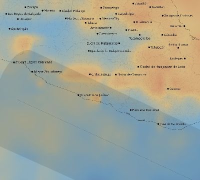 Map of the average cloud coverage across Mexico for the solar eclipse of 12/24/1973