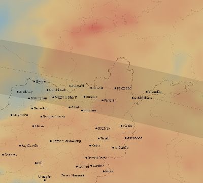 Map of the average cloud coverage across Afghanistan for the solar eclipse of 04/29/1976