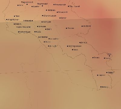Map of the average cloud coverage across Armenia for the solar eclipse of 04/29/1976