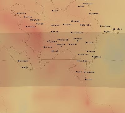 Map of the average cloud coverage across Azerbaijan for the solar eclipse of 04/29/1976