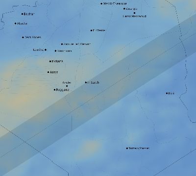 Map of the average cloud coverage across Algeria for the solar eclipse of 04/29/1976