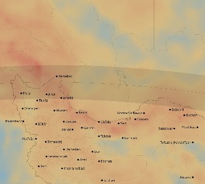Map of the average cloud coverage across Iran for the solar eclipse of 04/29/1976