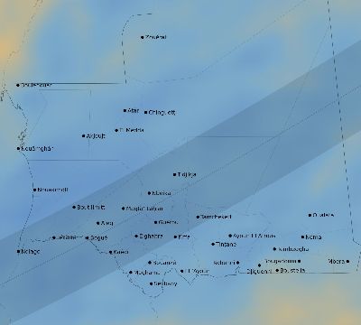 Map of the average cloud coverage across Mauritania for the solar eclipse of 04/29/1976