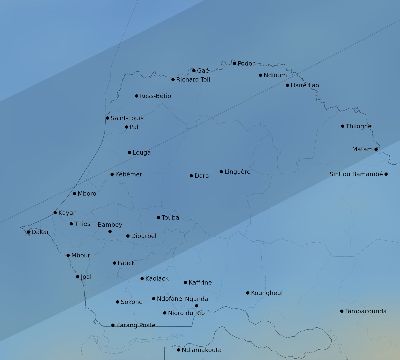 Map of the average cloud coverage across Senegal for the solar eclipse of 04/29/1976