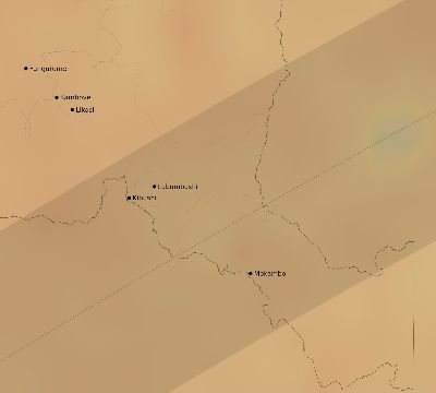 Map of the average cloud coverage across DR Congo for the solar eclipse of 04/18/1977