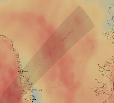 Map of the average cloud coverage across Greenland for the solar eclipse of 02/26/1979