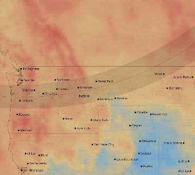 Map of the average cloud coverage across United States for the solar eclipse of 02/26/1979