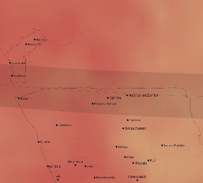 Map of the average cloud coverage across Angola for the solar eclipse of 02/16/1980