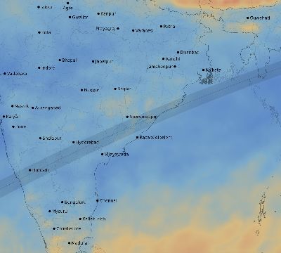 Map of the average cloud coverage across India for the solar eclipse of 02/16/1980