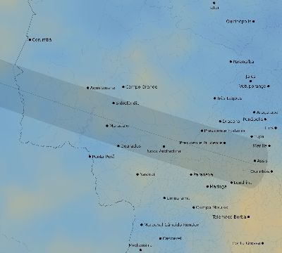 Map of the average cloud coverage across Brazil for the solar eclipse of 08/10/1980