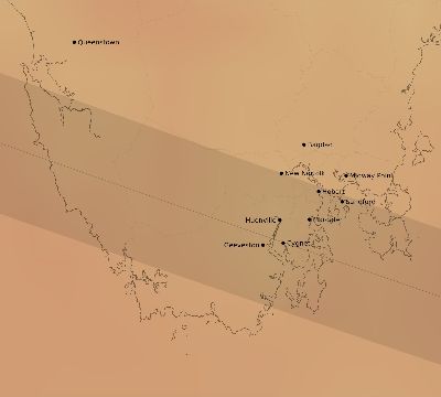 Map of the average cloud coverage across Australia for the solar eclipse of 02/04/1981