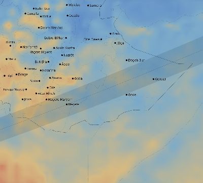 Map of the average cloud coverage across Ethiopia for the solar eclipse of 12/04/1983