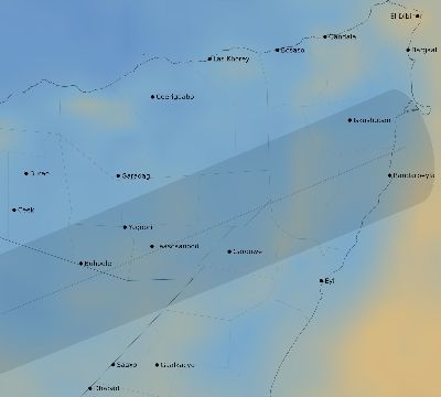 Map of the average cloud coverage across Somalia for the solar eclipse of 12/04/1983