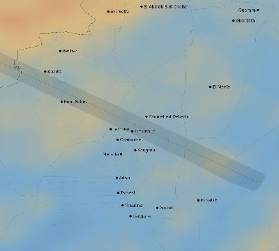 Map of the average cloud coverage across Algeria for the solar eclipse of 05/30/1984