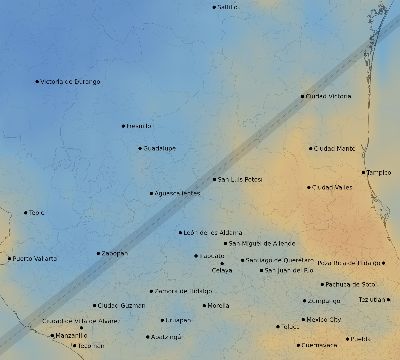 Map of the average cloud coverage across Mexico for the solar eclipse of 05/30/1984
