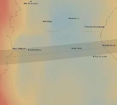 Map of the average cloud coverage across Argentina for the solar eclipse of 03/29/1987