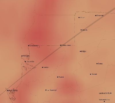 Map of the average cloud coverage across Gabon for the solar eclipse of 03/29/1987