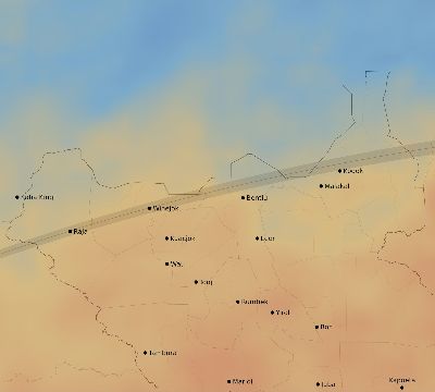 Map of the average cloud coverage across South Sudan for the solar eclipse of 03/29/1987
