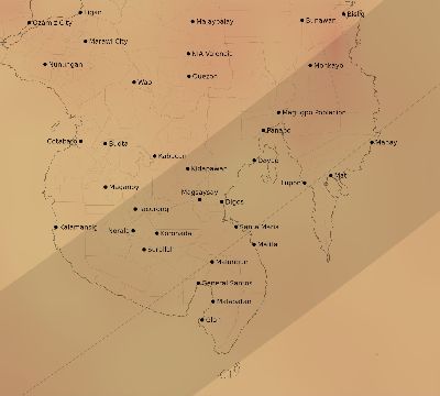 Map of the average cloud coverage across Philippines for the solar eclipse of 03/18/1988